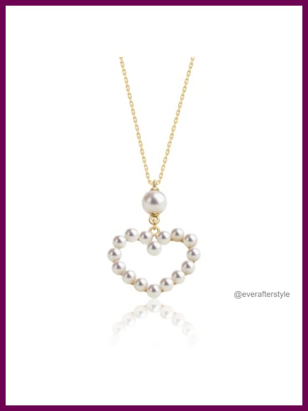 AAAA+ Freshwater Pearl Heart Pendant Necklace 14K Gold Plated
